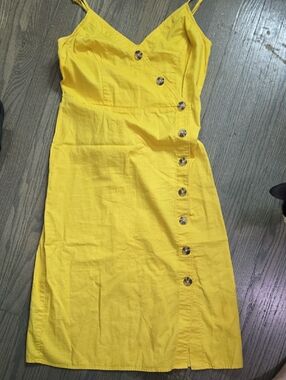 Express Yellow Button-Accent Midi Dress
